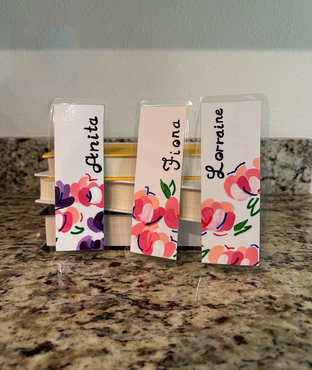 Custom Name Hand Painted Flower Bookmark