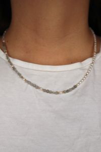 The Selene Necklace worn alone with the 2" extender. 