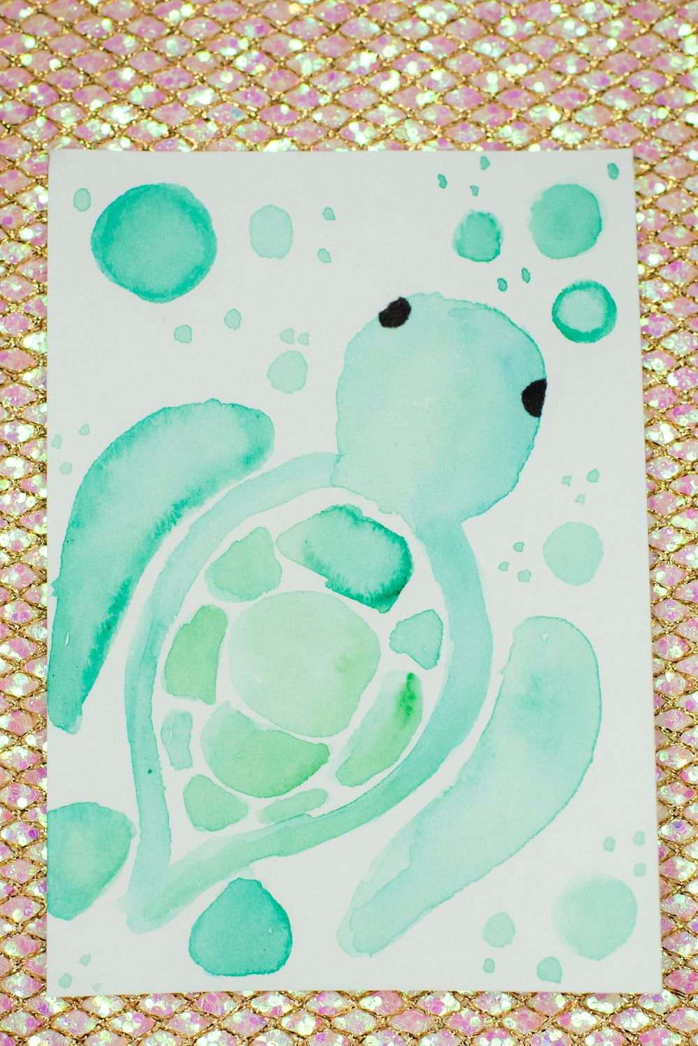 ACEO Orig - 'Bubble Turtle #2' - MiniArt - 2.5x3.5 collectable