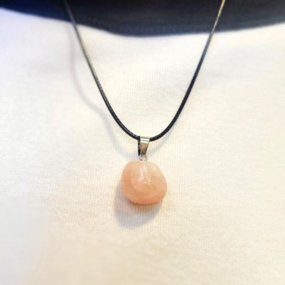 Natural Rose Quartz Crystal Pendant Necklace