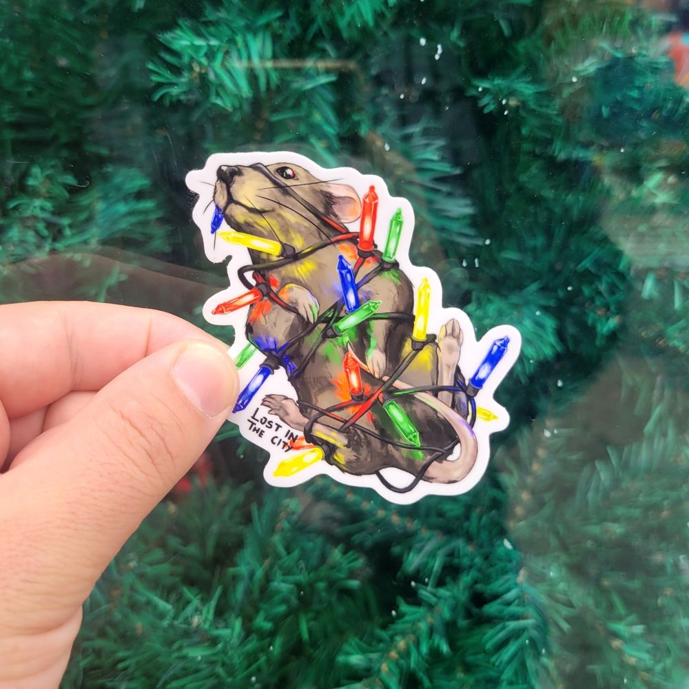Festive Lights Rat Sticker