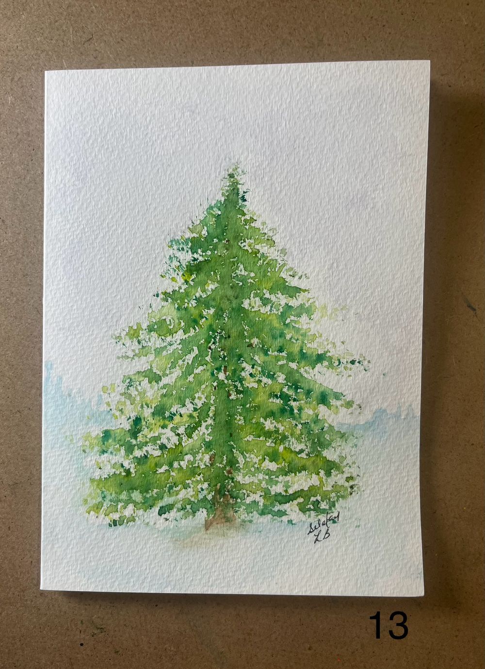 Holiday Card/Tree #13 - ORIGINAL watercolor painting 