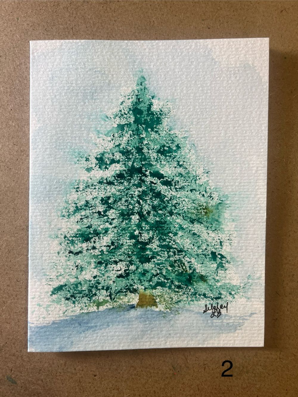 Holiday Card Tree #2 - ORIGINAL watercolor painting 