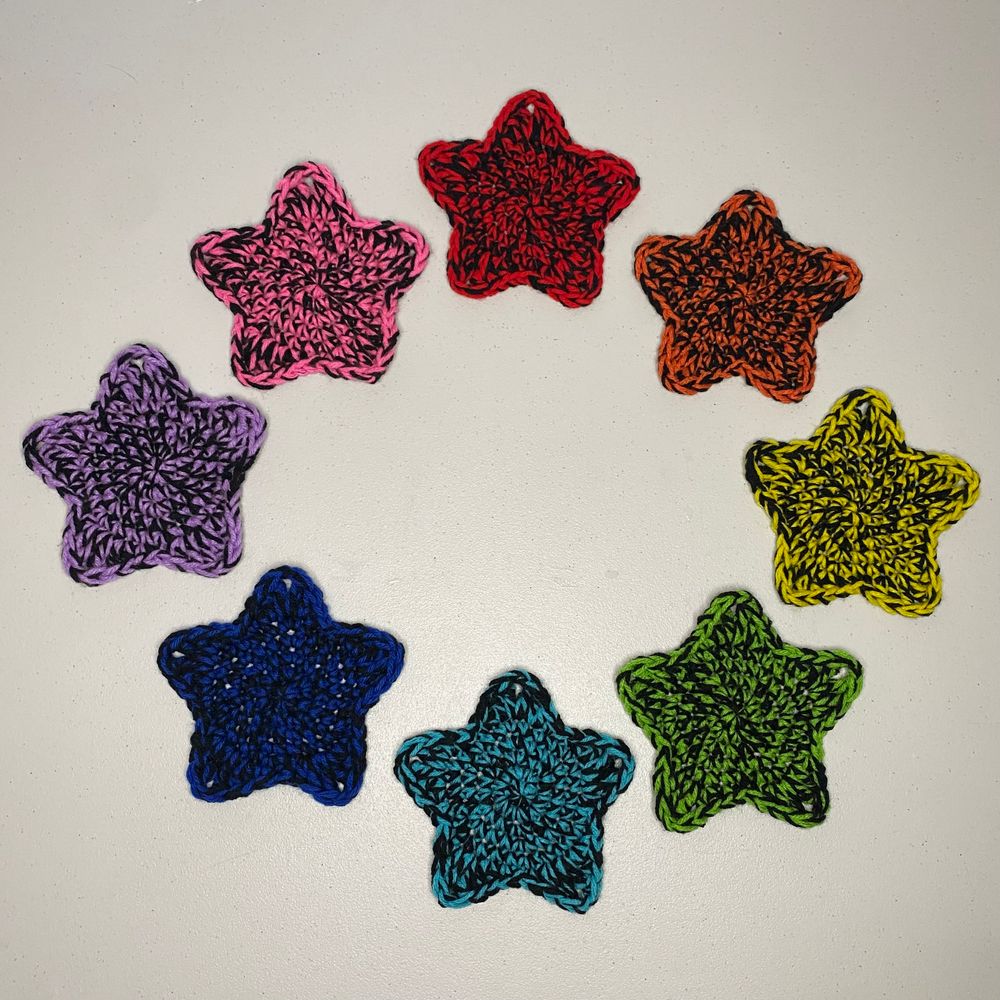 Black & Rainbow Star Coaster Set Large