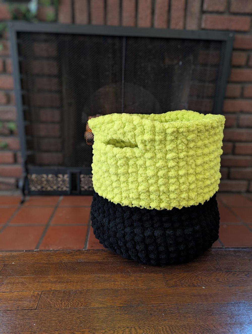 “Toxic Waste Basket” Hand-Knit Storage - Bold, Fun, and Functional