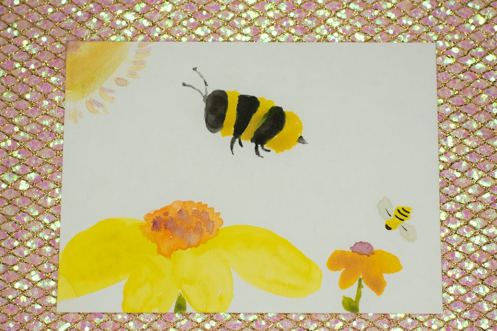 ACEO Orig - 'Morning Bees' - MiniArt - 2.5x3.5 collectable