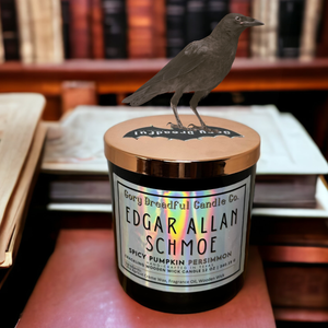 Edgar Allan Schmoe Wooden Wick Candle by Gory Dreadful Candle Co