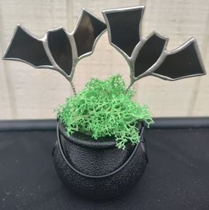 Stained Glass Batty Picks (2) with Cauldron 