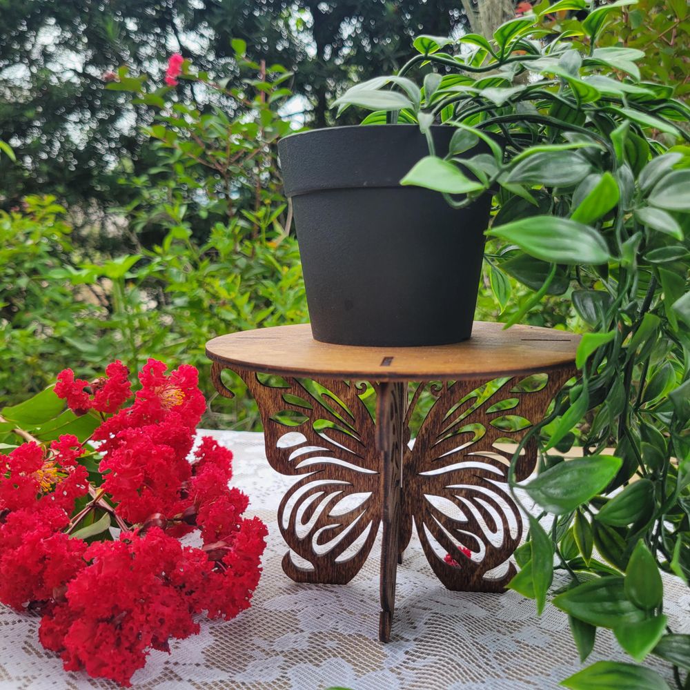 Laser Cut Wooden Butterfly Plant Stand