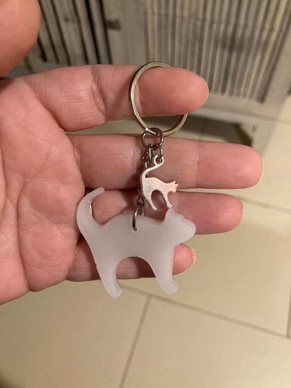 Keychain - cat, white, charm