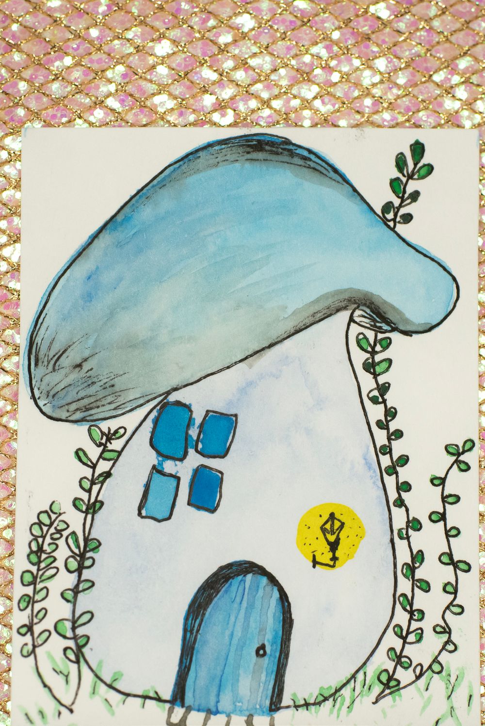 ACEO Orig - 'Mushy House' - MiniArt - 2.5x3.5 collectable