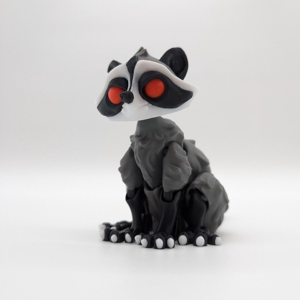 3D Printed Twisted Racoon with Glow in the Dark Eyes Articul...