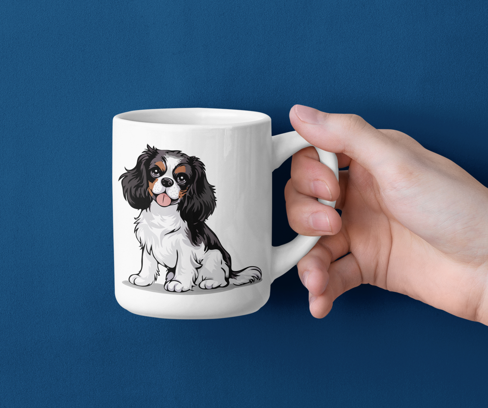 Tricolor Cavalier King Charles Spaniel Dog Coffee Mug