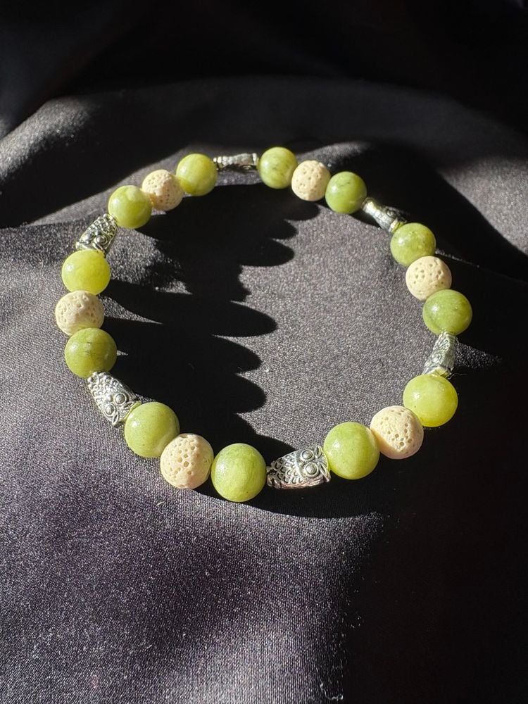 Diffuser Bracelet With Essential Oil Blend - Green Tourmaline & Lava - Large