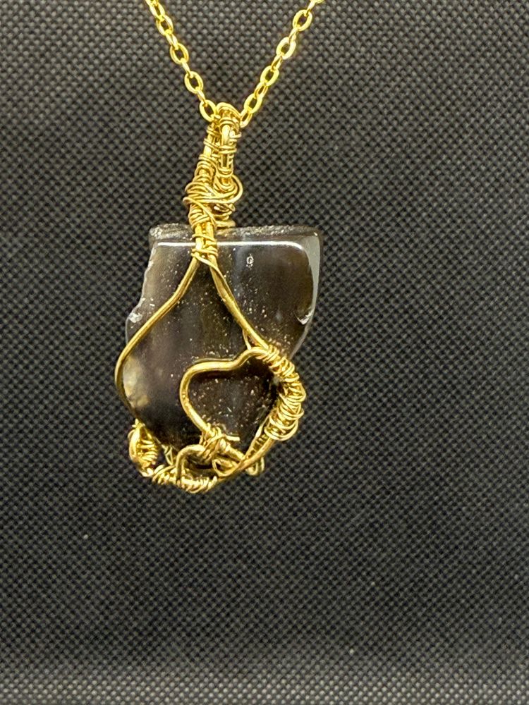 Wire Wrapped Dark Agate Necklace