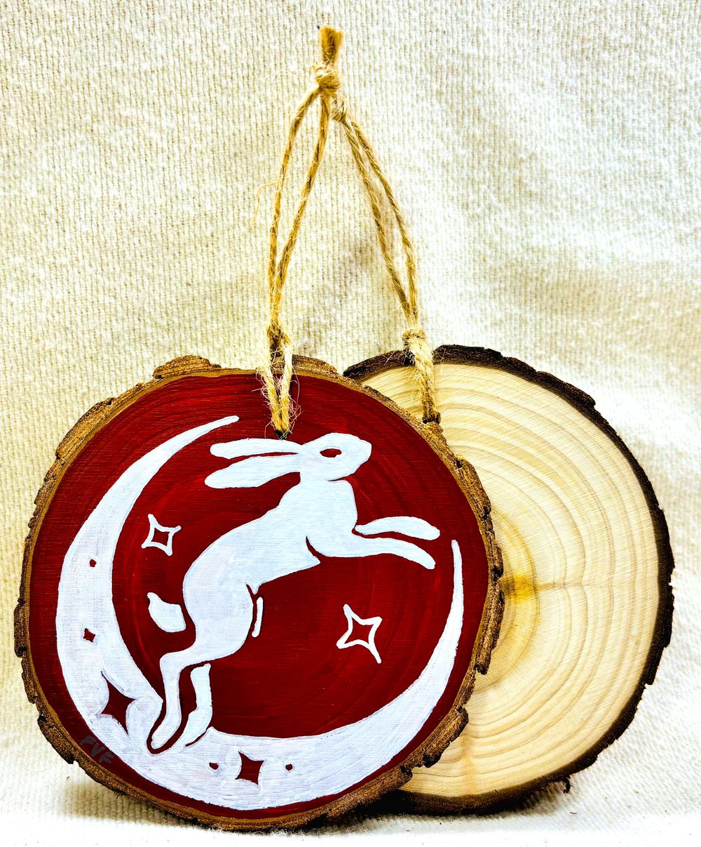 White Rabbit Moon Ornament