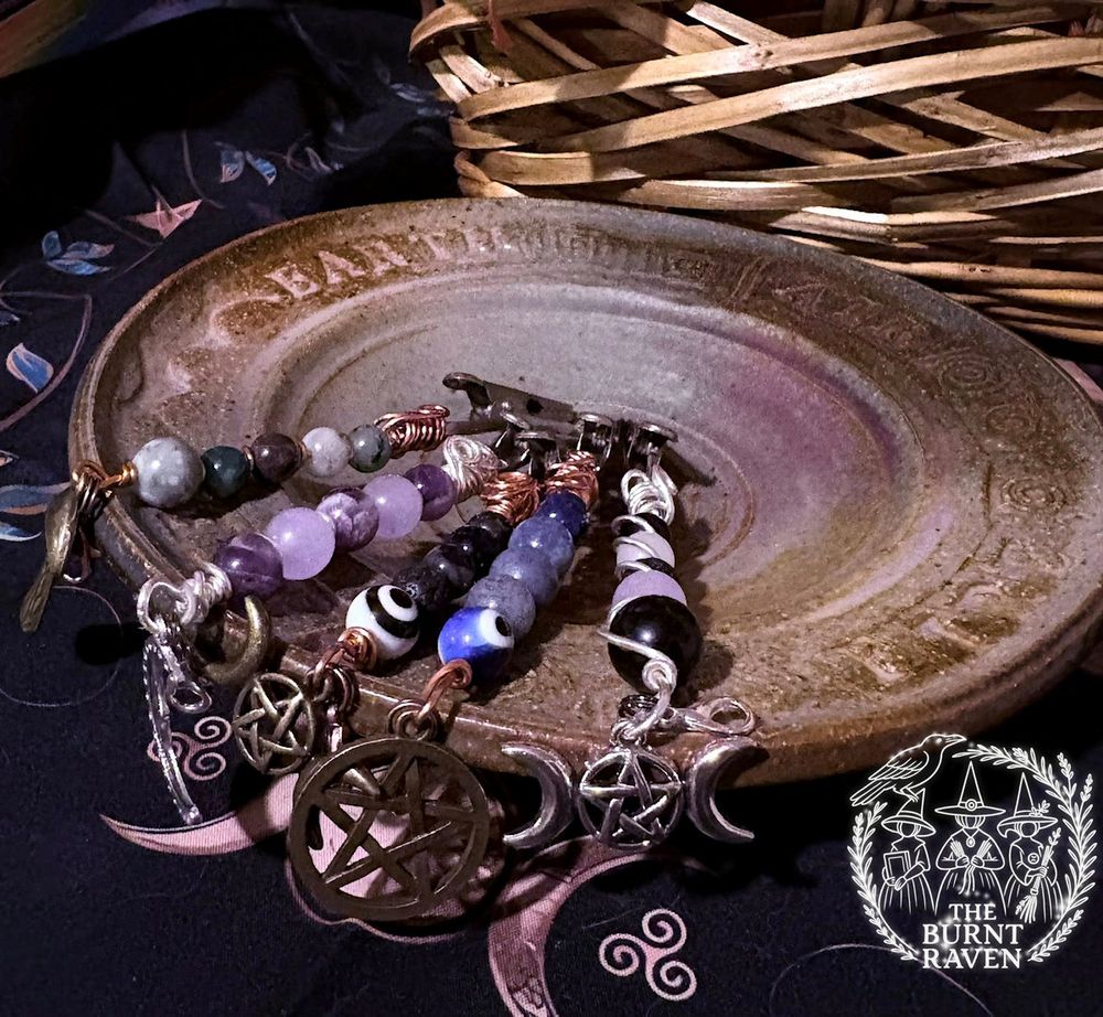 Herb-Burning Clips — Gemstone & Charm