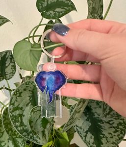Acrylic Keychain, reprint of a watercolor painting titled “Wisdom of the Elephant”