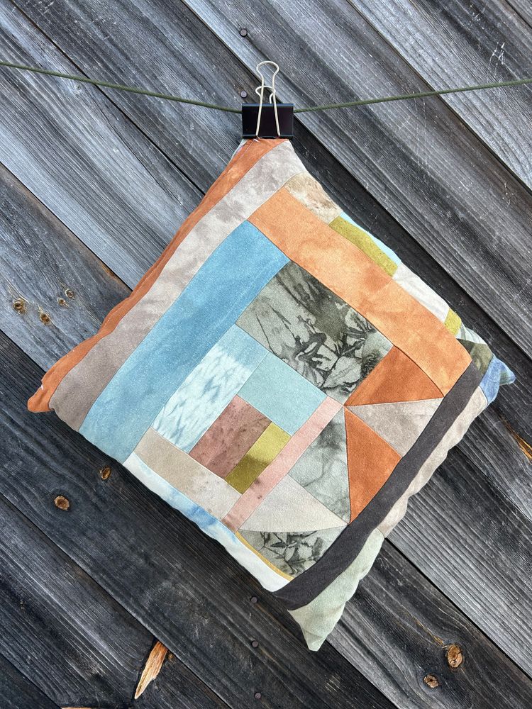 Raw Silk Improv Patchwork Throw Pillows