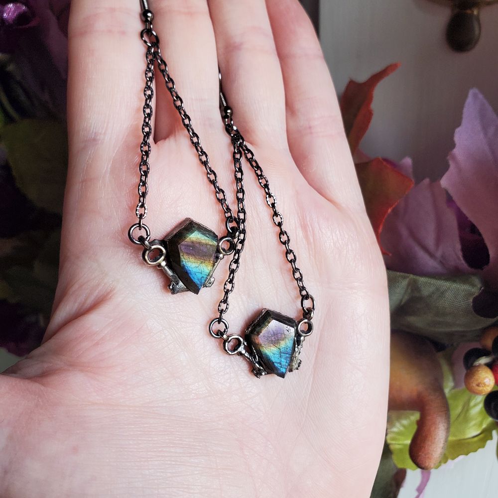 Keys To The Underworld - Rainbow Labradorite Earrings
