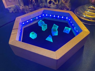 Maple dice tray, lights on