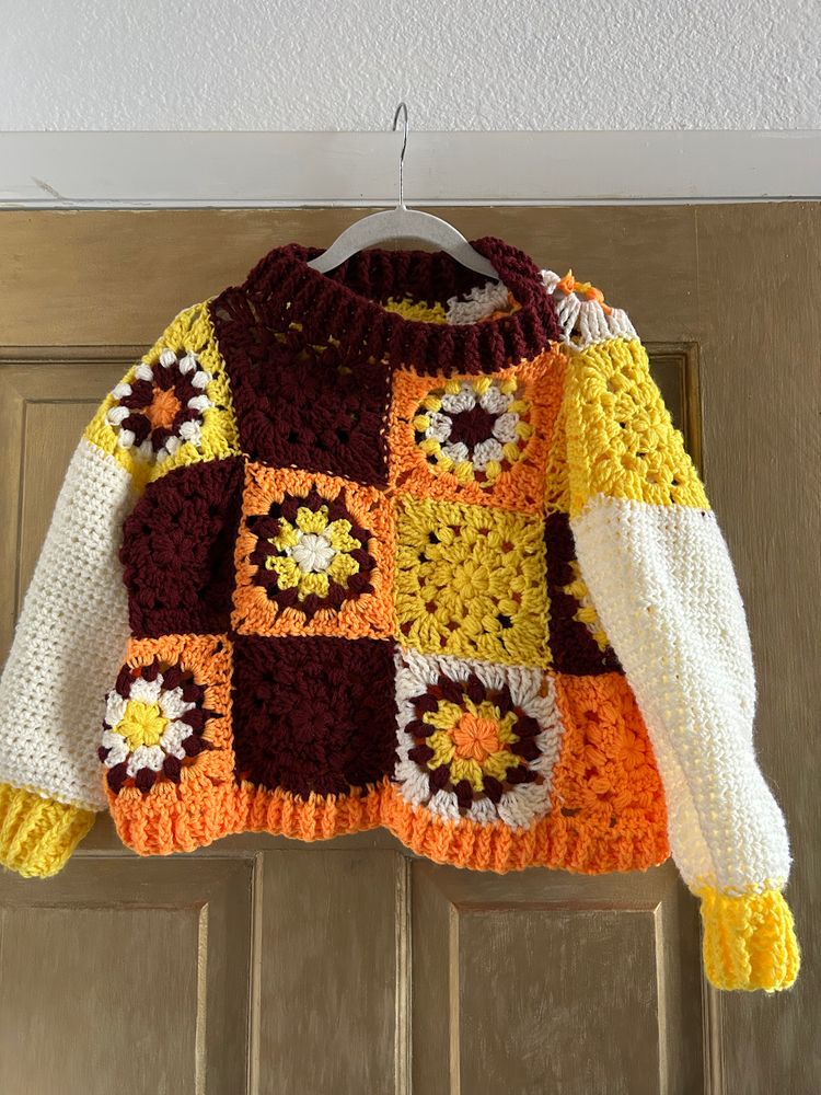 Crochet granny square sweater 