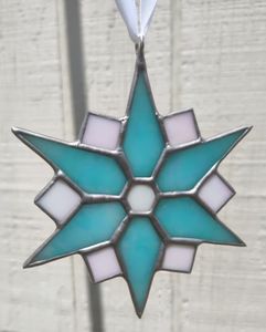 White Irid and Sky Blue Irid Glass