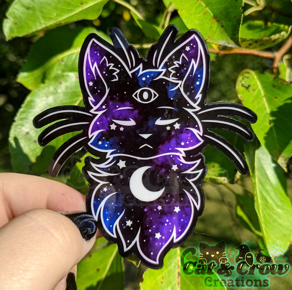 Third Eye Galaxy Cat | Waterproof Clear Gloss Vinyl Sticker