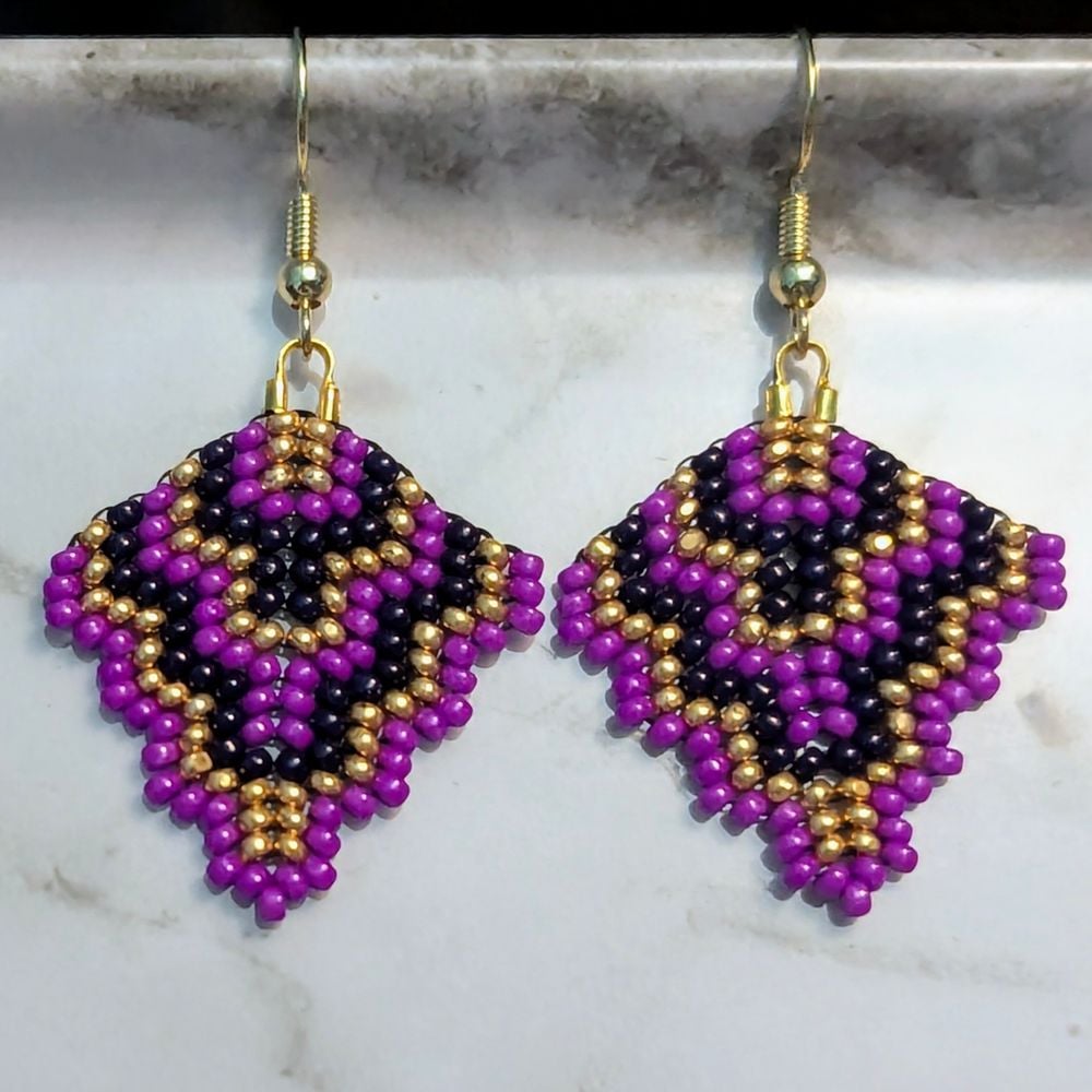 Festive Peyote Arrow Beaded Earrings