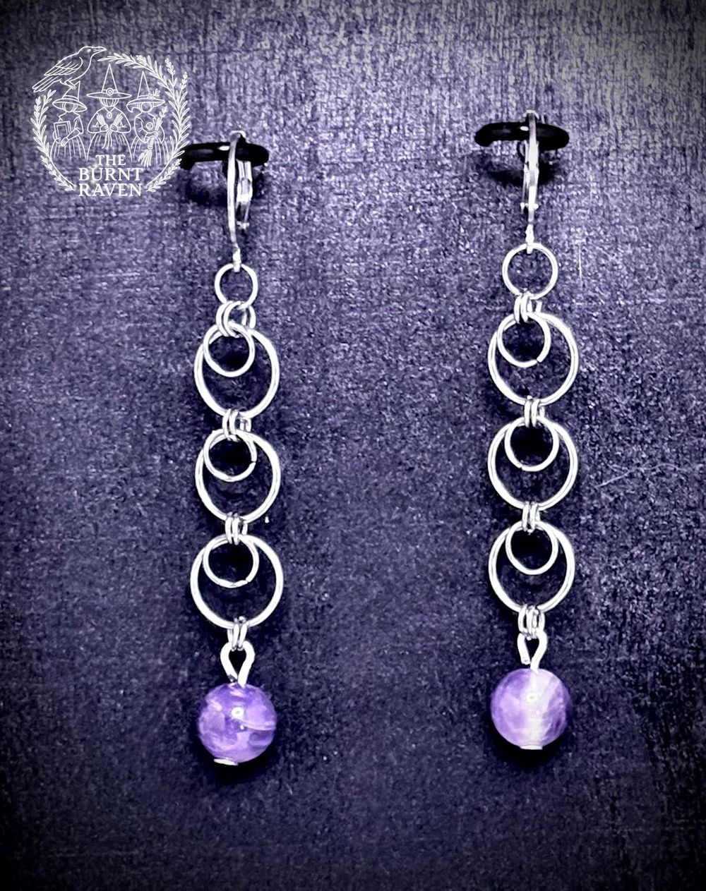 Triple Eclipse Earrings — Stainless & Amethyst
