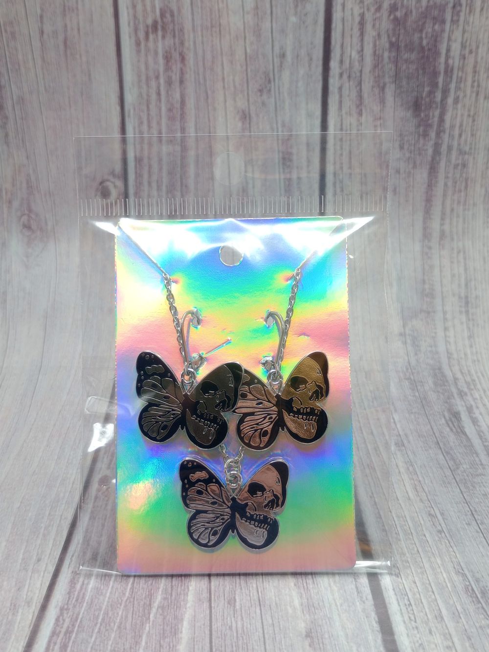  Skull Butterfly Earrings and Necklace Set – Style #6 