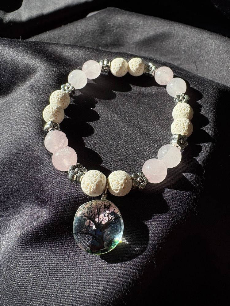 Diffuser Bracelet with Essential Oil Blend - Rose Quartz & Lava Stone - Medium