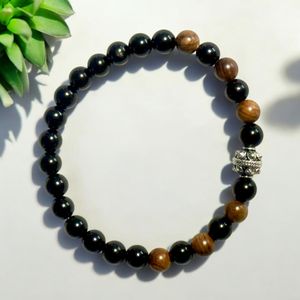 8" - Onyx, Hematite and Wood Mala