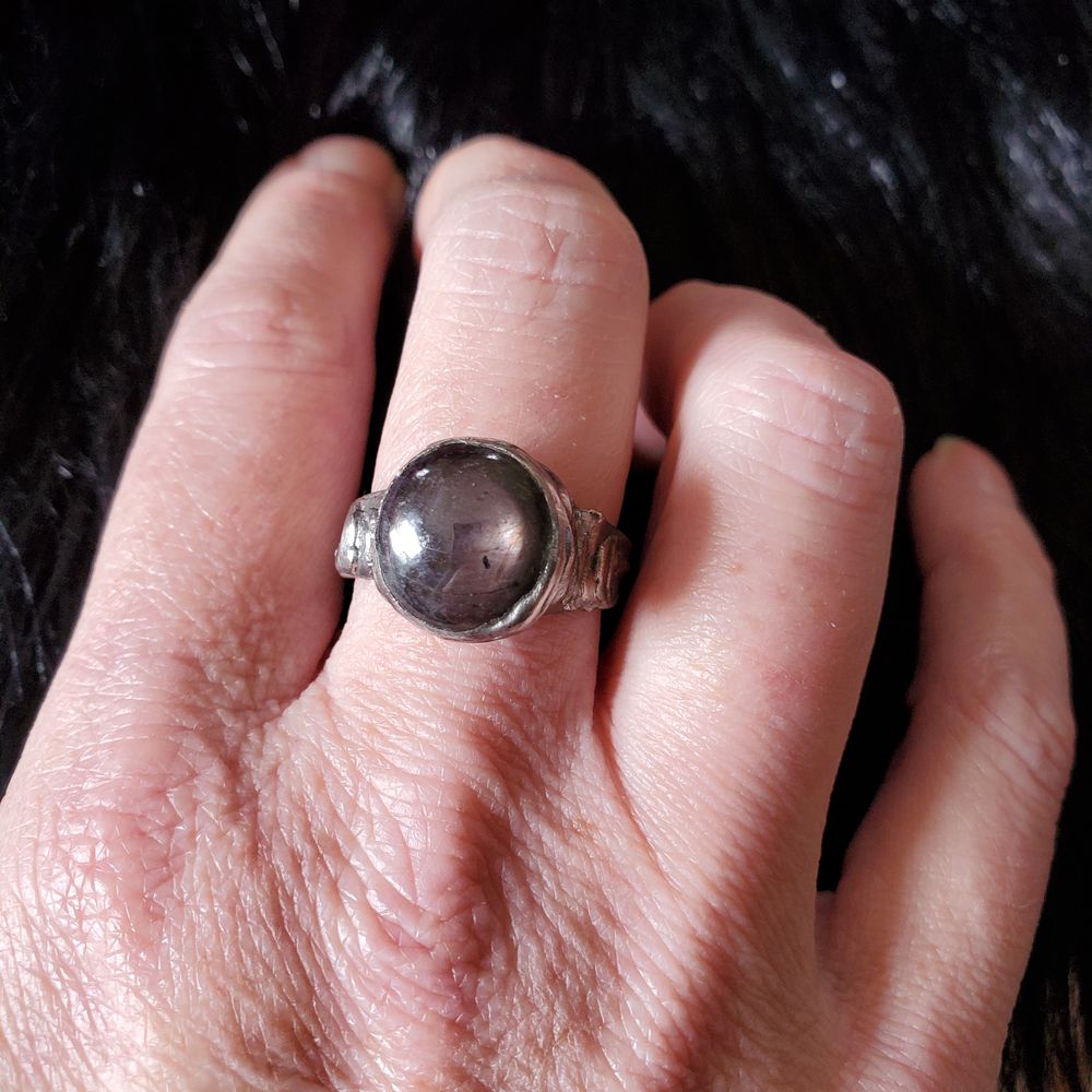 Baby, You're a Star Sapphire - Silver Soft Solder Ring with Star Sapphire - size 6