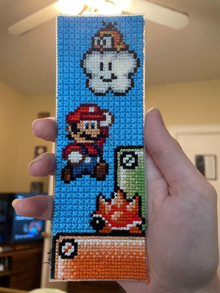 Super Mario Cross Stitched Bookmark