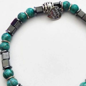 7" - Turquoise and Magnetic Hematite