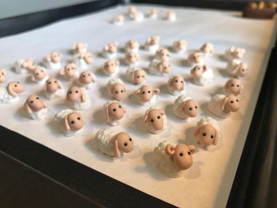 Work in progress: getting a batch of sheep ready to bake