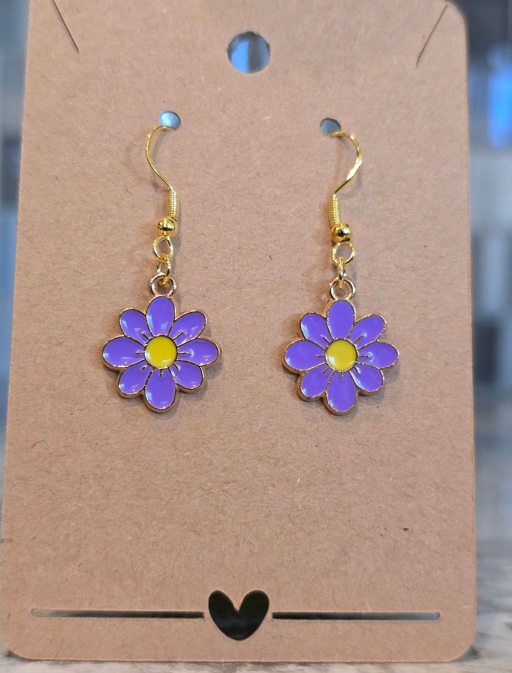 Purple Daisy Earrings