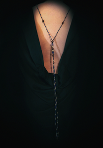 Photo showing the full back drop of the talisman when worn.