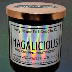 Hagalicious Wooden Wick Candle by Gory Dreadful Candle Co
