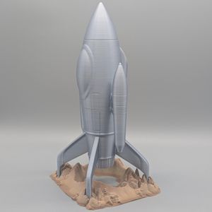 A slight side angle of the ship, showing the retro styling.