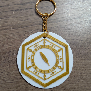 Close up of the Feathered Host Keychain