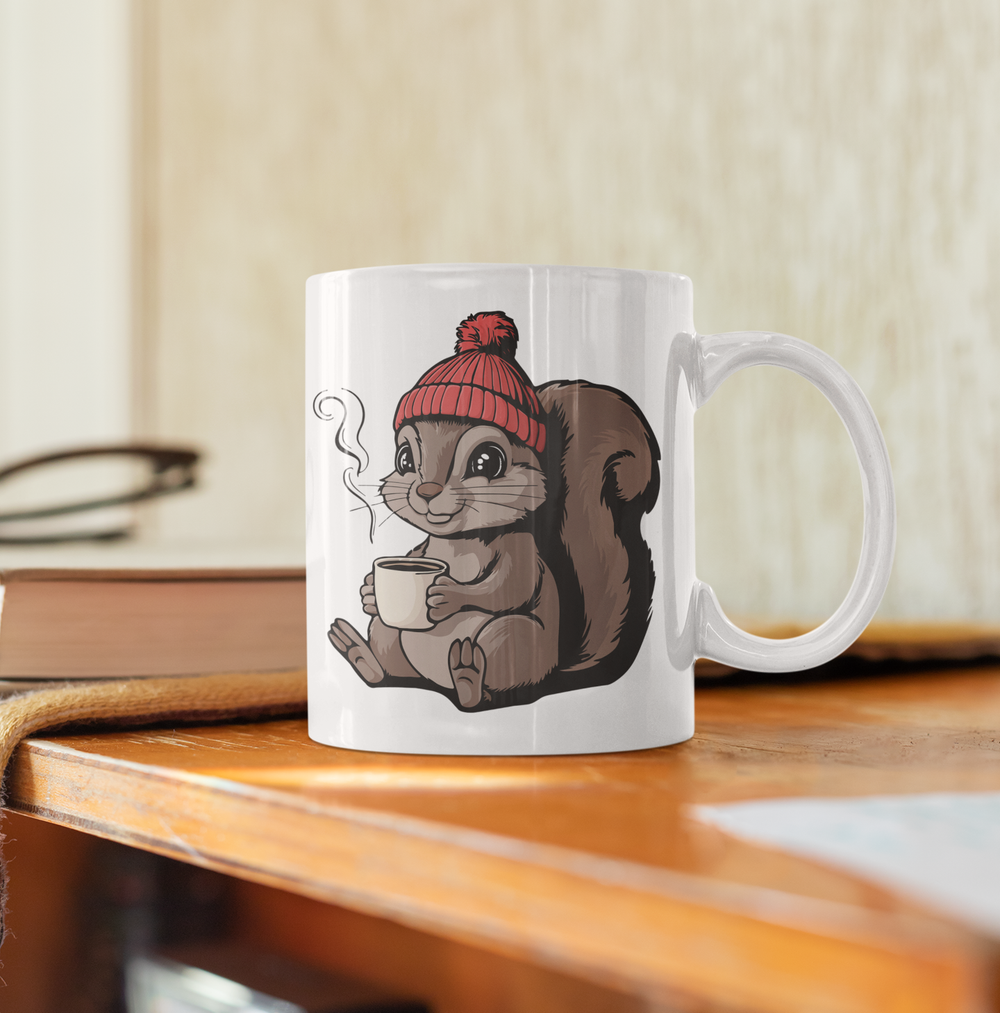 Cozy Squirrel Ceramic Coffee Mug 11oz 