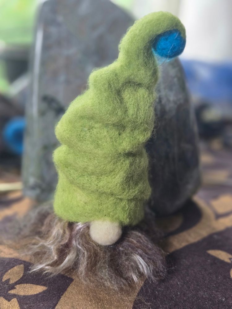 Needle Felted Gnome with a Green Hat!