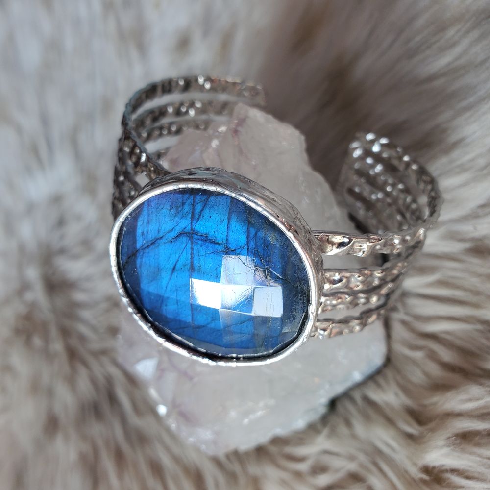 Blue Beauty - Blue Labradorite Cuff Bracelet in Tiffany Tech...