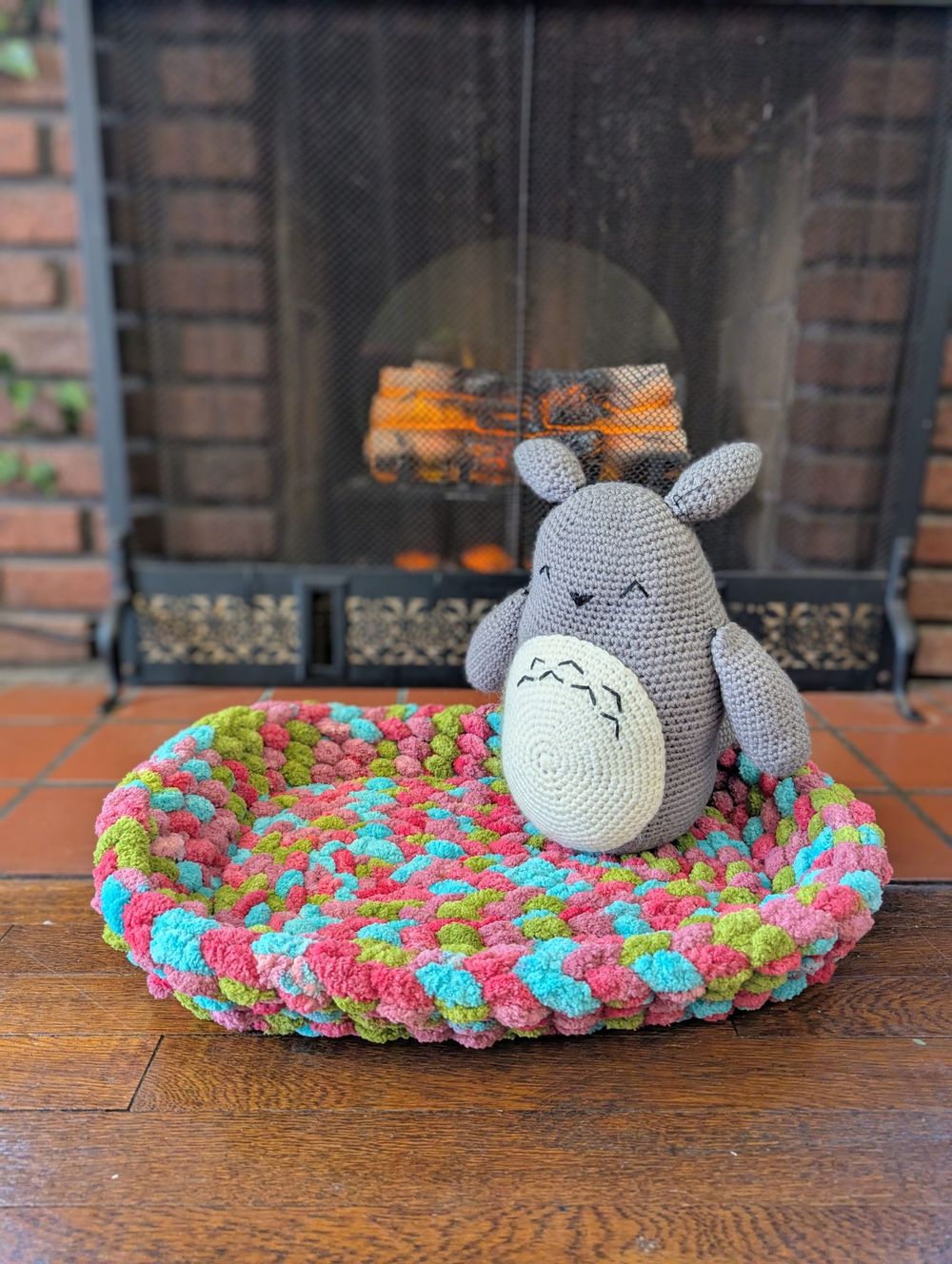 "Fairy Gardens" Hand-Knit Pet Bed - Bright, Bold, and Cozy