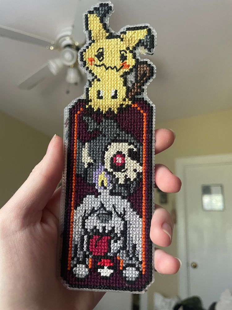 Ghost Pokemon Cross Stitched Bookmark
