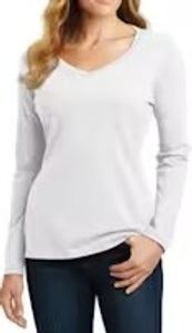 White V-Neck L/S
