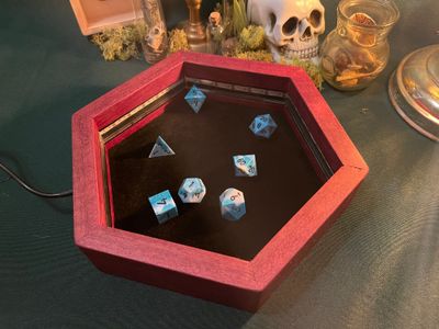 Purpleheart dice tray, lights off 