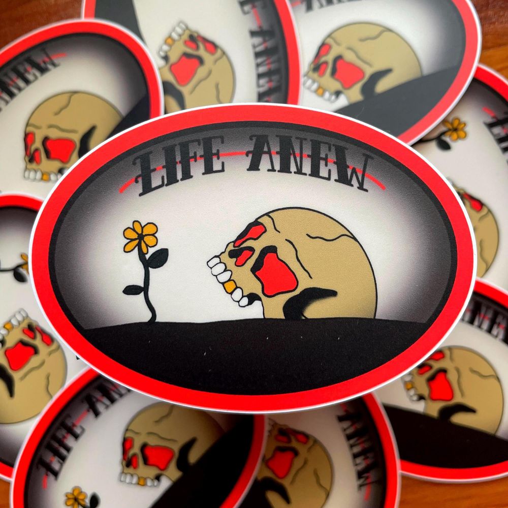 Life Anew Traditional Tattoo Sticker - Weatherproof Matte Vi...